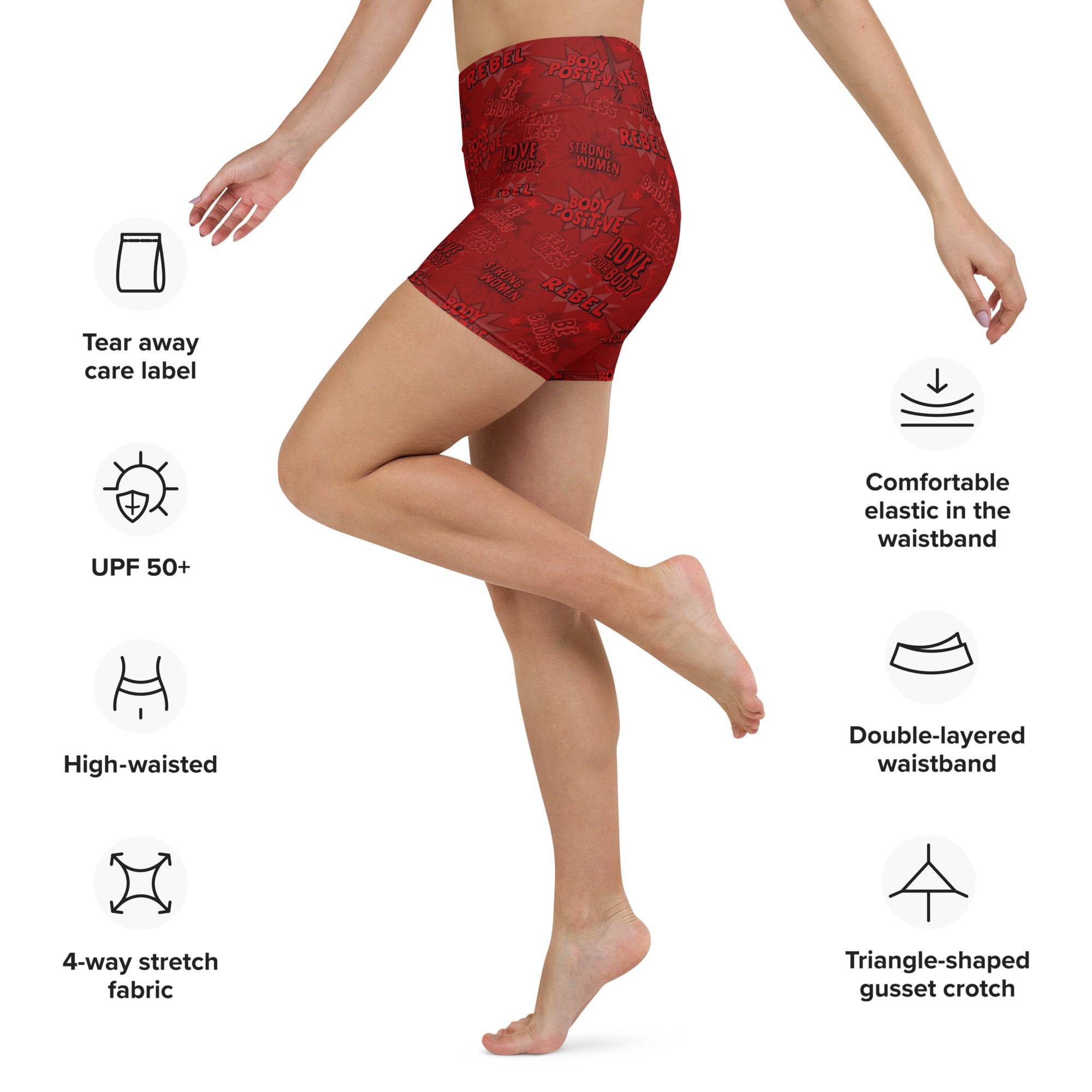 Body Positivity Yoga Shorts in Bold Red